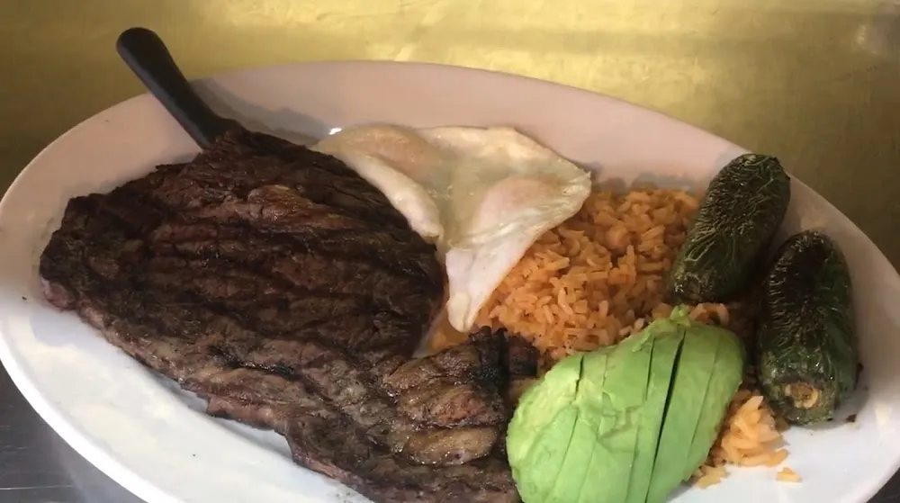 Carne Asada Cheese Beans & Rice